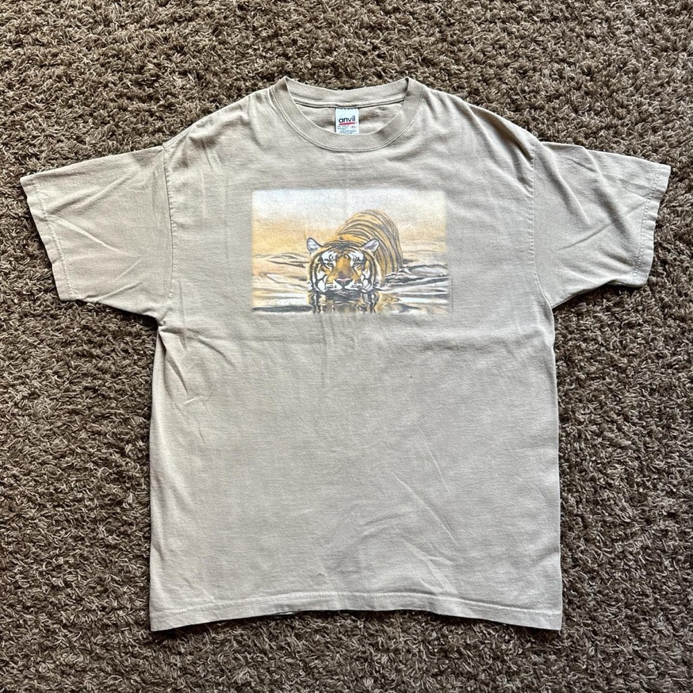 Mens Vintage 1998 Tiger Red Anvil T-shirt